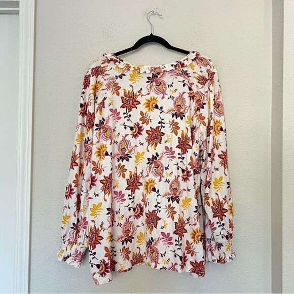 Talbots Floral Long Sleeve Cotton Blouse Plus Size 3X - Picture 5 of 6